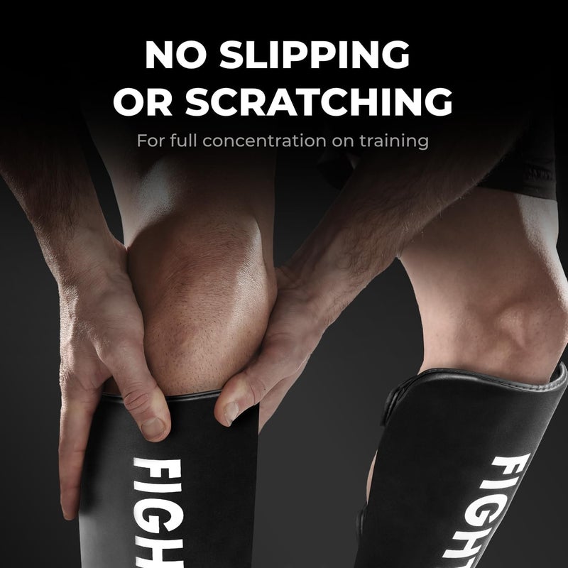 FIGHTR حماة الساقين ® - مع حشوة مثالية | حماية سميكة للساقين للركلات في الكيك بوكسينغ، MMA، موياي تاي وفنون القتال الأخرى - Image 5